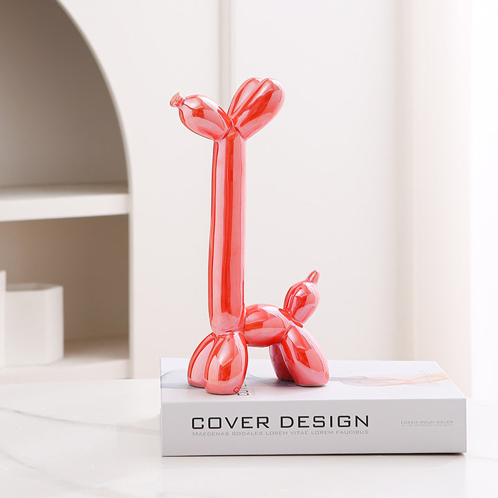 Light Luxury Home Desktop Ornaments Electroplated Blow Dog Ceramic Living Room Entrance Wine Cabinet Cartoon Doll Decorations