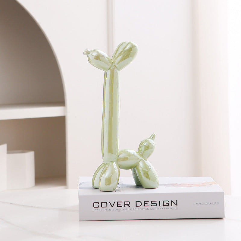 Light Luxury Home Desktop Ornaments Electroplated Blow Dog Ceramic Living Room Entrance Wine Cabinet Cartoon Doll Decorations