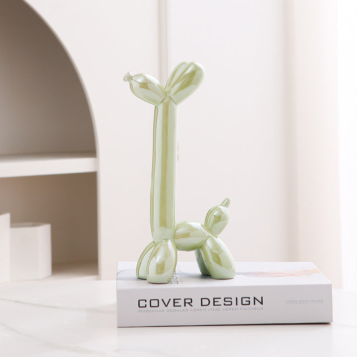 Light Luxury Home Desktop Ornaments Electroplated Blow Dog Ceramic Living Room Entrance Wine Cabinet Cartoon Doll Decorations