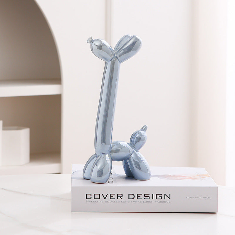 Light Luxury Home Desktop Ornaments Electroplated Blow Dog Ceramic Living Room Entrance Wine Cabinet Cartoon Doll Decorations