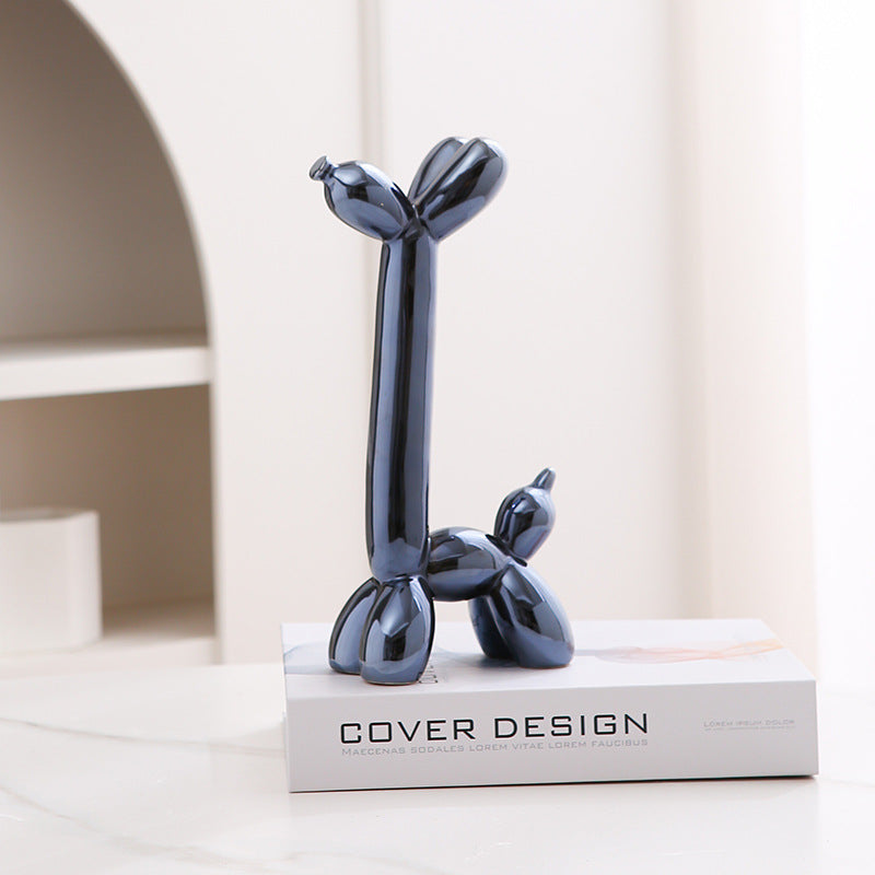 Light Luxury Home Desktop Ornaments Electroplated Blow Dog Ceramic Living Room Entrance Wine Cabinet Cartoon Doll Decorations