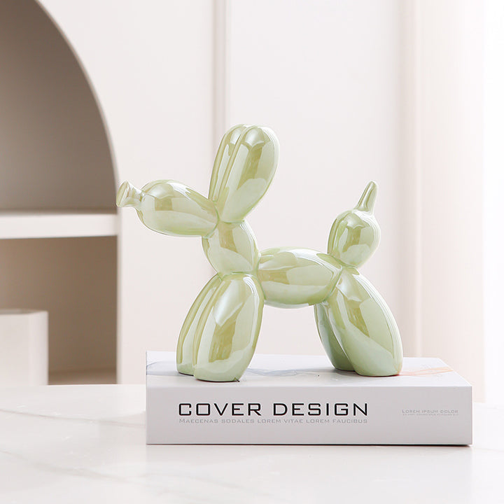 Light Luxury Home Desktop Ornaments Electroplated Blow Dog Ceramic Living Room Entrance Wine Cabinet Cartoon Doll Decorations