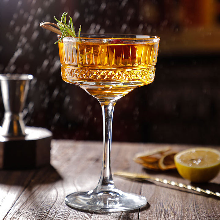 AiLiXiya Cocktail Goblet Court Carved Bartender Goblet Classical Martini Goblet Champagne Goblet