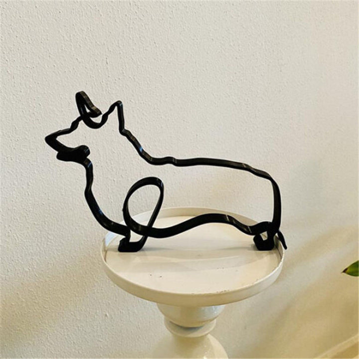 Simple Metal Dog Art Sculpture Ornaments Home Decoration