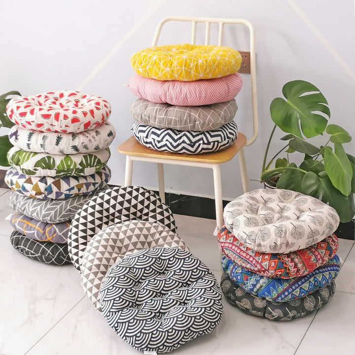 Round Cotton Linen Cushion Round Sofa Chair Cushion Futon Cushion Modern Simple