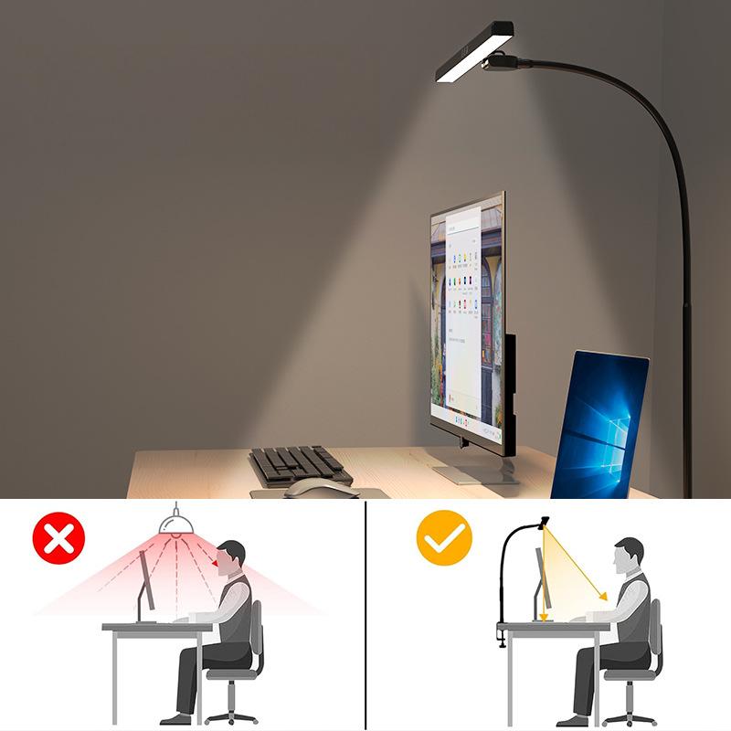 BowLift | LED Clip On Desk Lamp|Eye-Caring Dimmable for Home Office Study