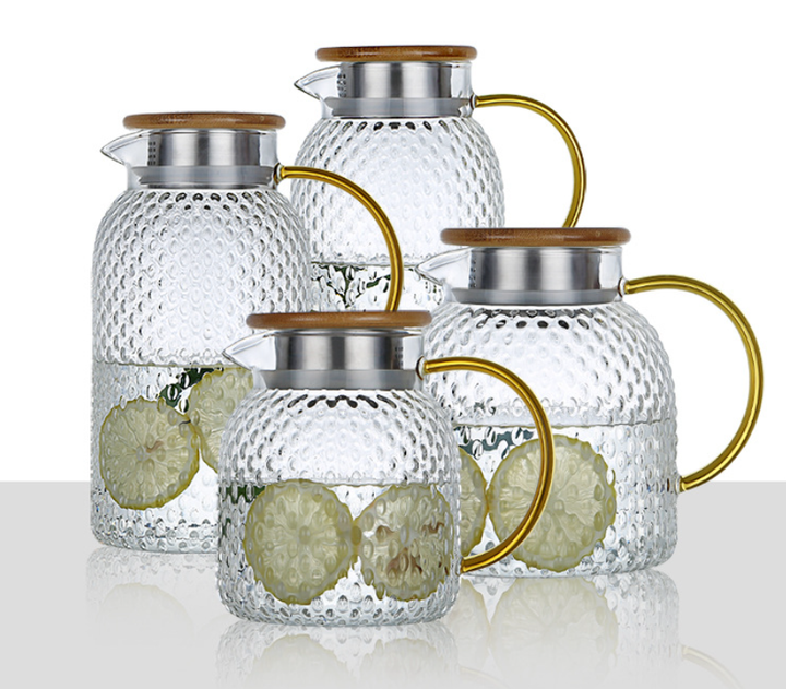 BowLift | Heatable Glass Cold Water Pitcher with Rice Grain Pattern