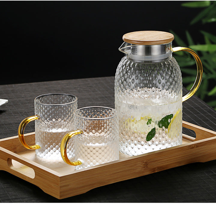 BowLift | Heatable Glass Cold Water Pitcher with Rice Grain Pattern
