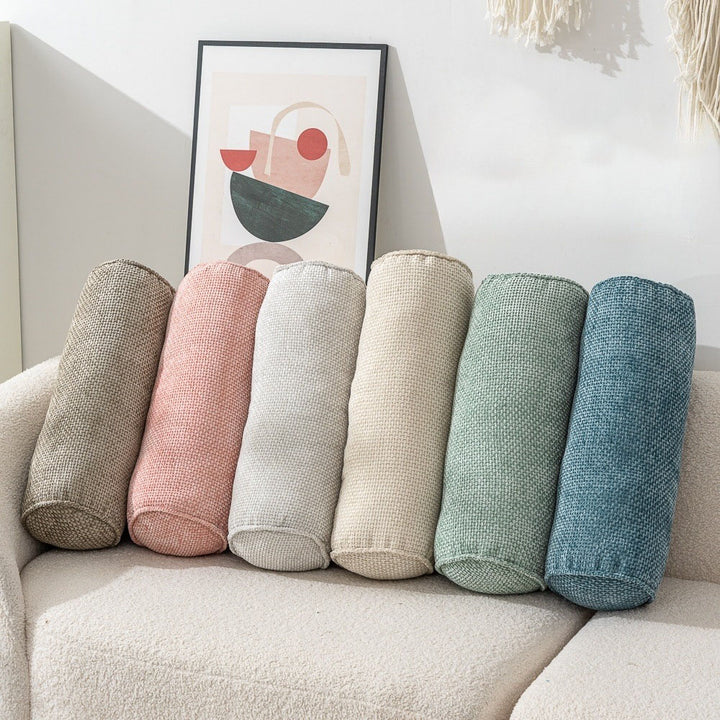 BowLift 丨 Chenille Cylinder Pillow Japanese Minimal Sofa Pillow Ergonomic Cervical Pillow