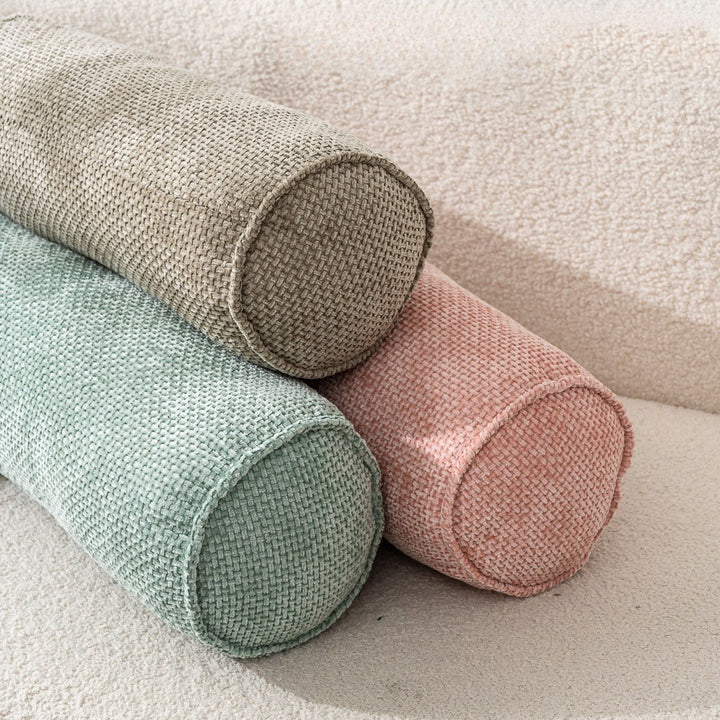 BowLift 丨 Chenille Cylinder Pillow Japanese Minimal Sofa Pillow Ergonomic Cervical Pillow