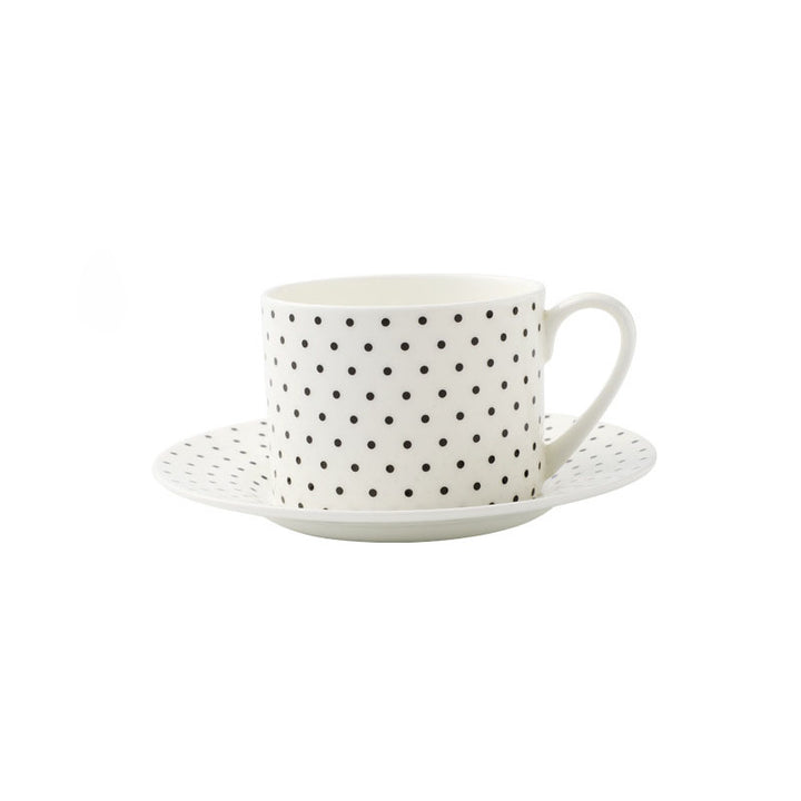 BowLift 丨 Bone China Coffee Cup & Saucer Set Black-White Geometric Bone