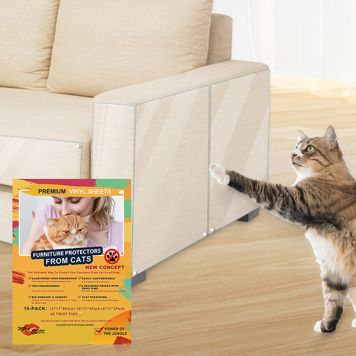 BowLift | Sofa Anti-Cat Scratch Protective Film (10 Pieces) | Invisible, Transparent, Wear-Resistant, Durable, Furniture Protection, Cat and Dog Scratch and Bite Repellent