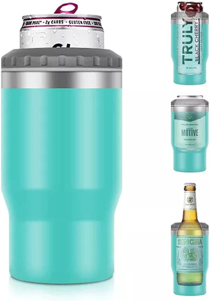 BowLift | 4 in 1 stainless steel can/bottle insulator, 14Oz two-way lid SUS insulated can cooler, beer bottle holder (Black)