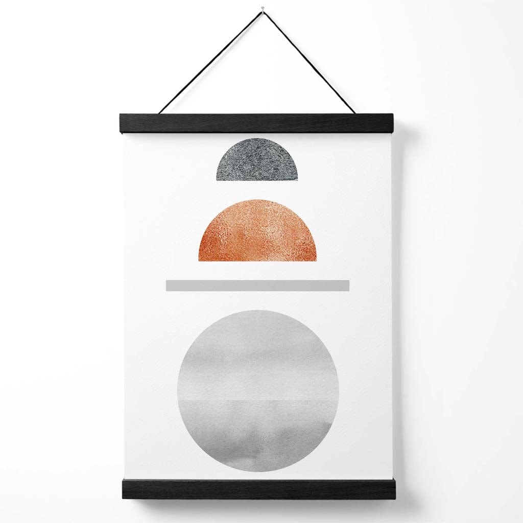 Copper and Gray Half Moons Mid Century Geometric Poster with Hanger | Bowlift