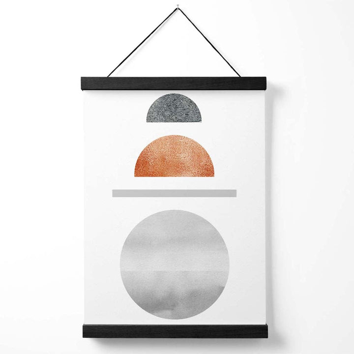 Copper and Gray Half Moons Mid Century Geometric Poster with Hanger | Bowlift
