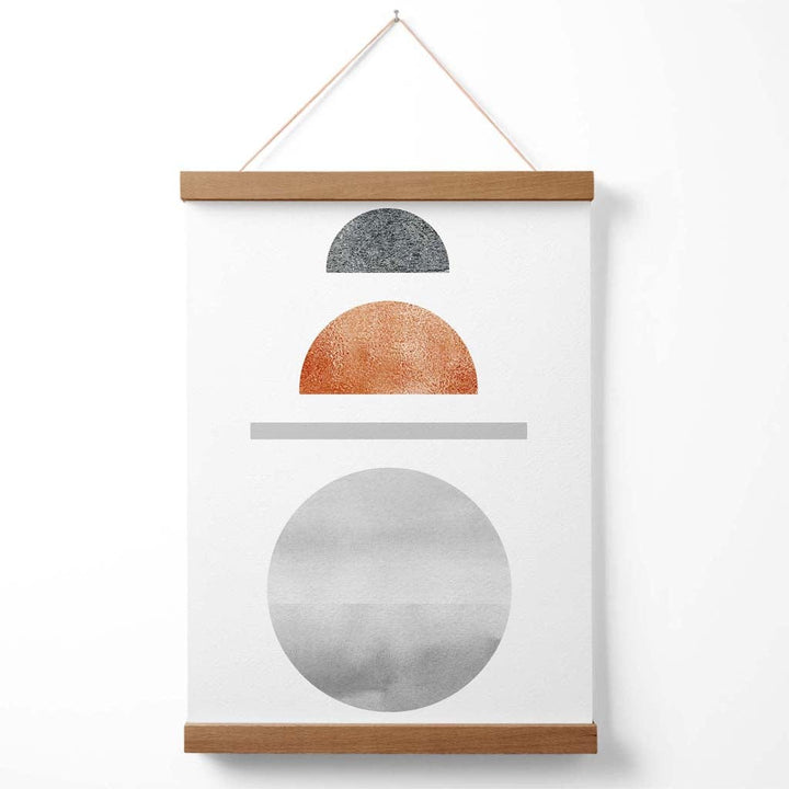 Copper and Gray Half Moons Mid Century Geometric Poster with Hanger | Bowlift