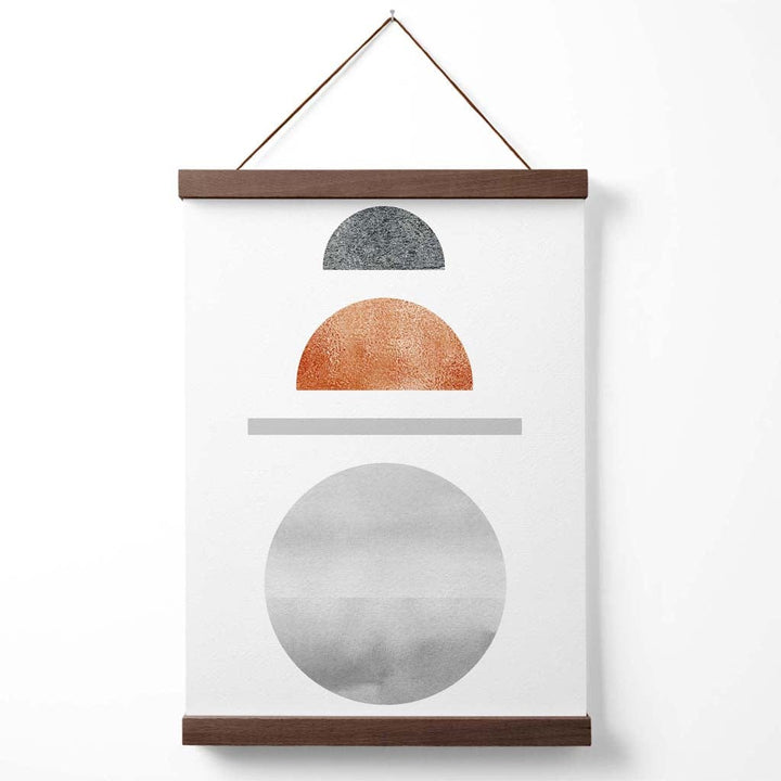 Copper and Gray Half Moons Mid Century Geometric Poster with Hanger | Bowlift