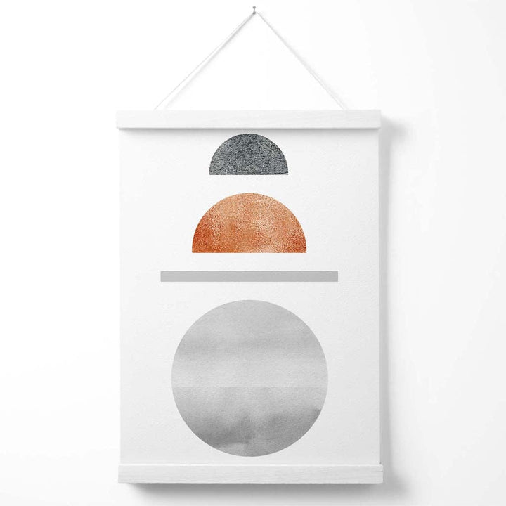 Copper and Gray Half Moons Mid Century Geometric Poster with Hanger | Bowlift