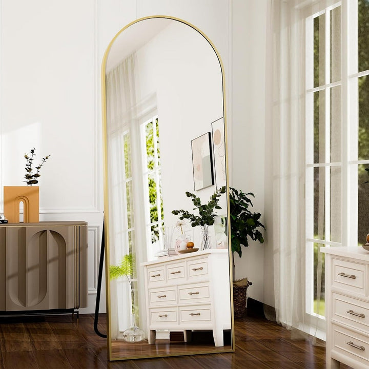 BowLift | Elegant Arched Full-Length Gold Mirror with High-Definition Aluminum Frame