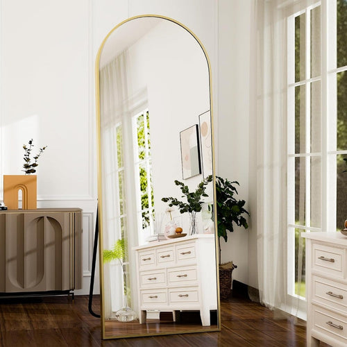 BowLift | Elegant Arched Full-Length Gold Mirror with High-Definition Aluminum Frame