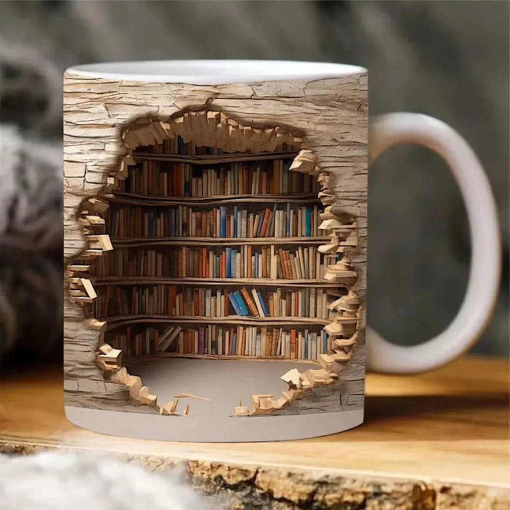 BowLift | 3D-Bookcase-Ceramic-Mug for Book Lovers