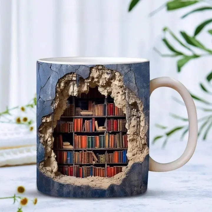BowLift | BookShelf Mug – 3D Ceramic Coffee Mug for Book Lovers
