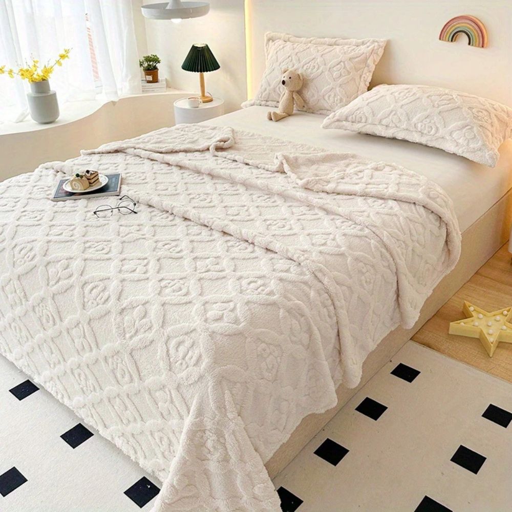 BowLift | Leaf Embroidery Fleece Winter Blanket