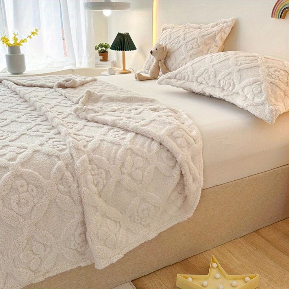 BowLift | Leaf Embroidery Fleece Winter Blanket