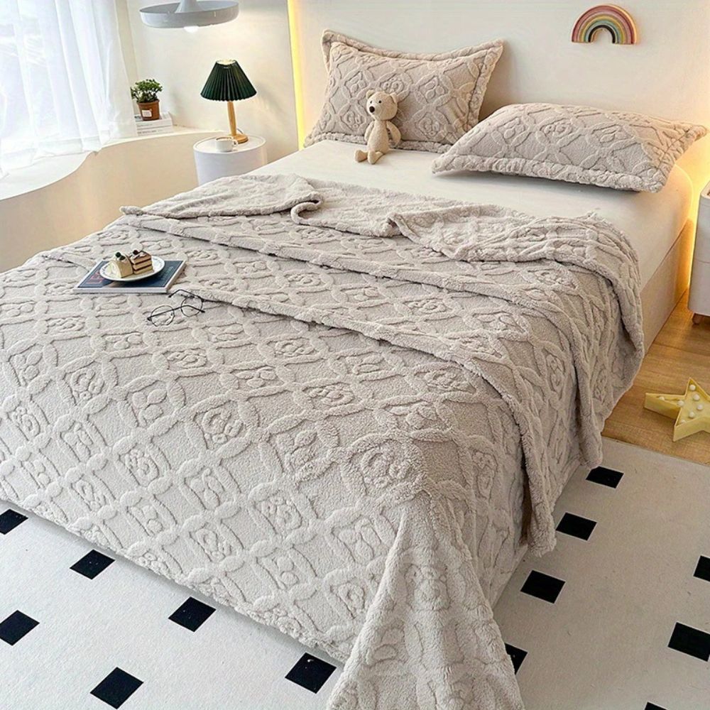 BowLift | Leaf Embroidery Fleece Winter Blanket