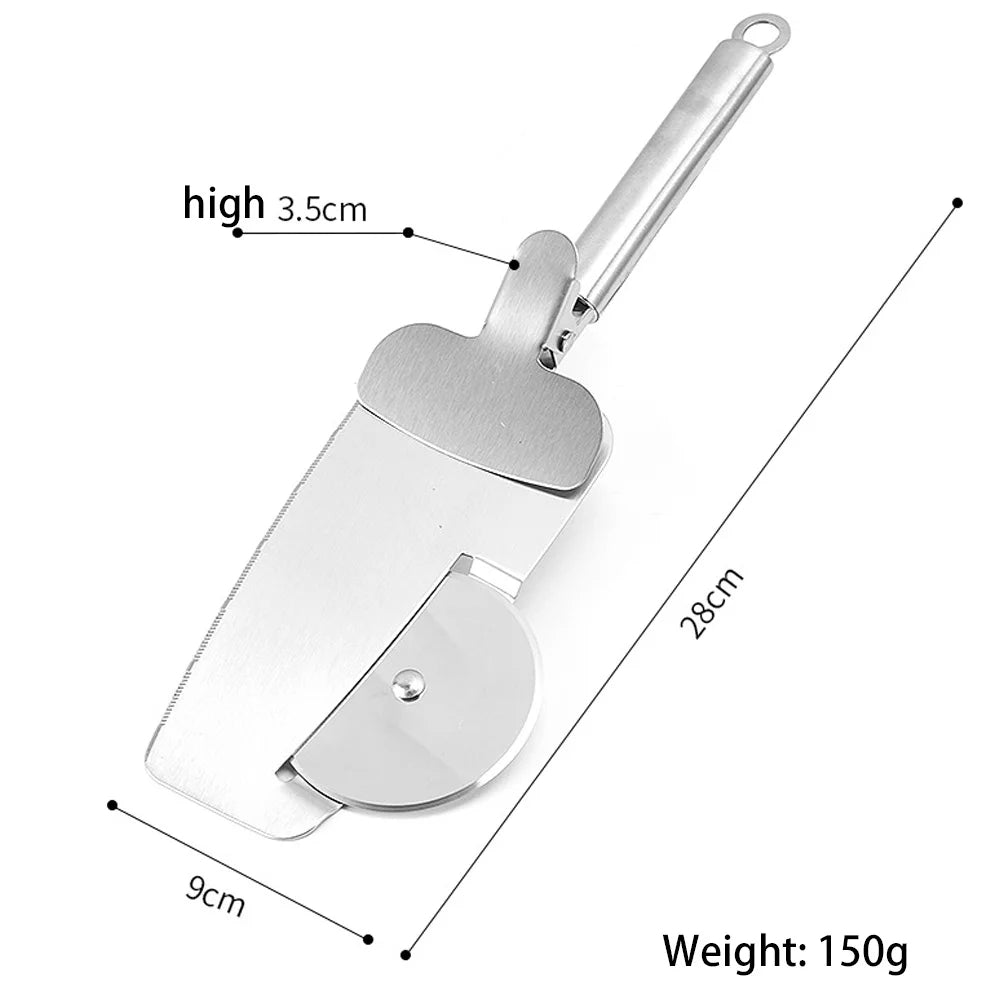 BowLift | Stainless Steel Pizza Cutter with Grip and Food Lifter