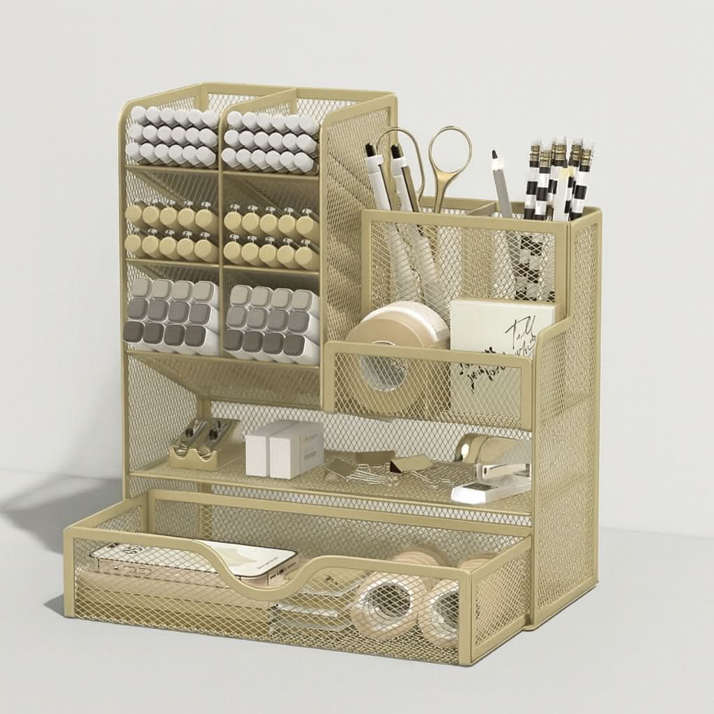 BowLift | Metal Desk Organizer with Compartments for Office Supplies