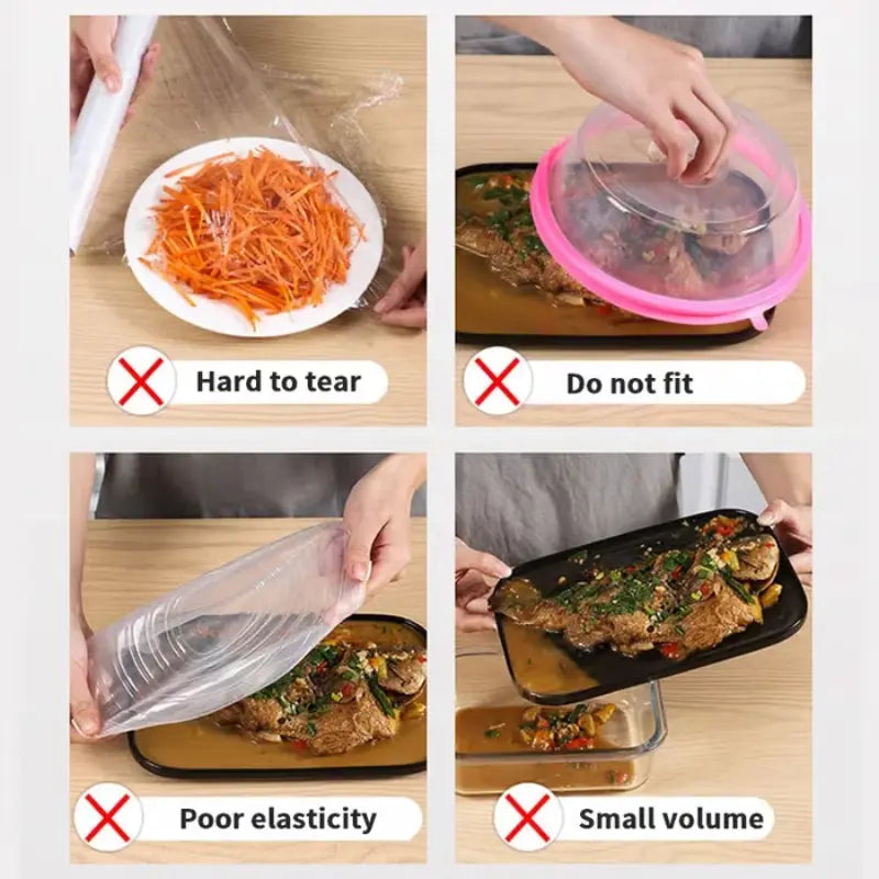 BowLift | Reusable Food Covers | Stretchable Fresh-Keeping Bags | 200PCS Eco-Friendly PE Wrap Alternative