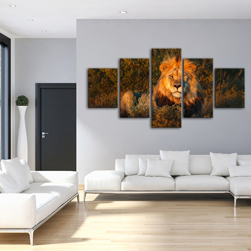 5 Piece Divine Sunset Lion - Canvas Wall Art Painting | Bowlift
