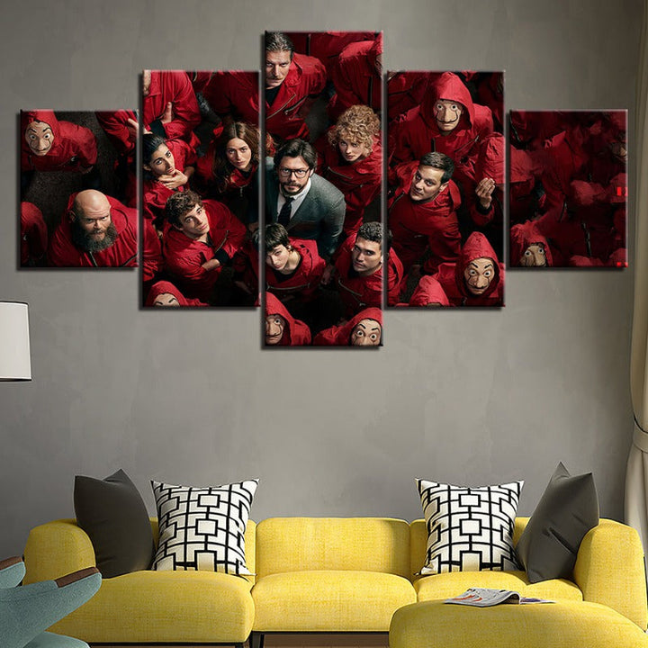 5 Piece Money Heist - Canvas Wall Art Painting | Bowlift