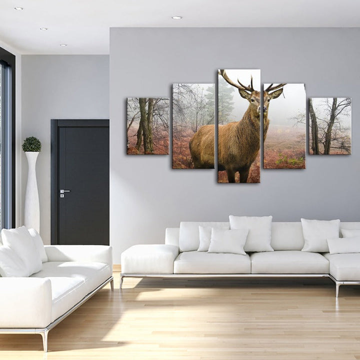 5 Piece Misty Fall Deer - Canvas Wall Art Paintings | Bowlift