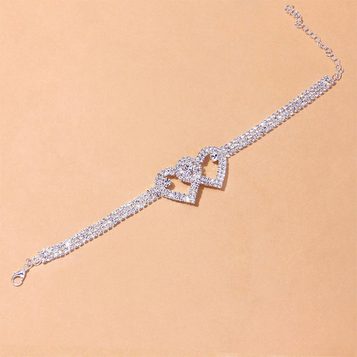 BowLift | Double Love Heart Rhinestone Anklet