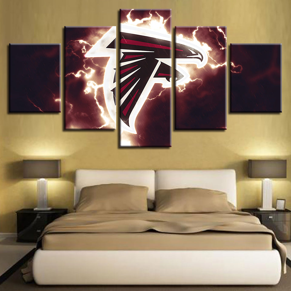 Electric Atlanta Falcons Logo 5 Piece - Canvas Wall Art Painting | Bowlift
