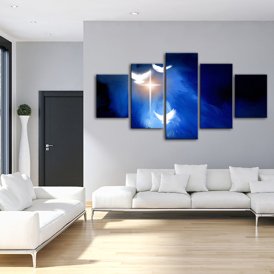 Shining Doves 5 Piece - Canvas Wall Art Painting | Bowlift