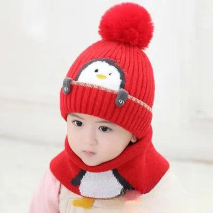 BowLift | Warm Penguin Look – Knit Beanie & Scarf Set for Kids