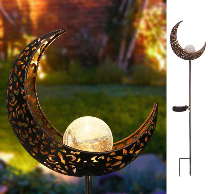 BowLift | Solar Garden Light made of Metal – Waterproof LED Design in Moon, Flame, Sun or Star Shape