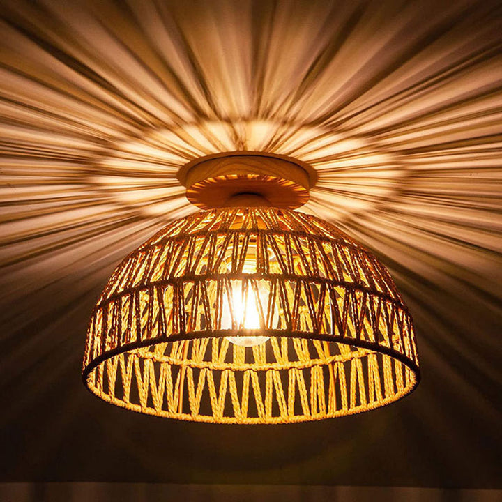 Bohemian Natural Woven Hemp Rope Pendant Light