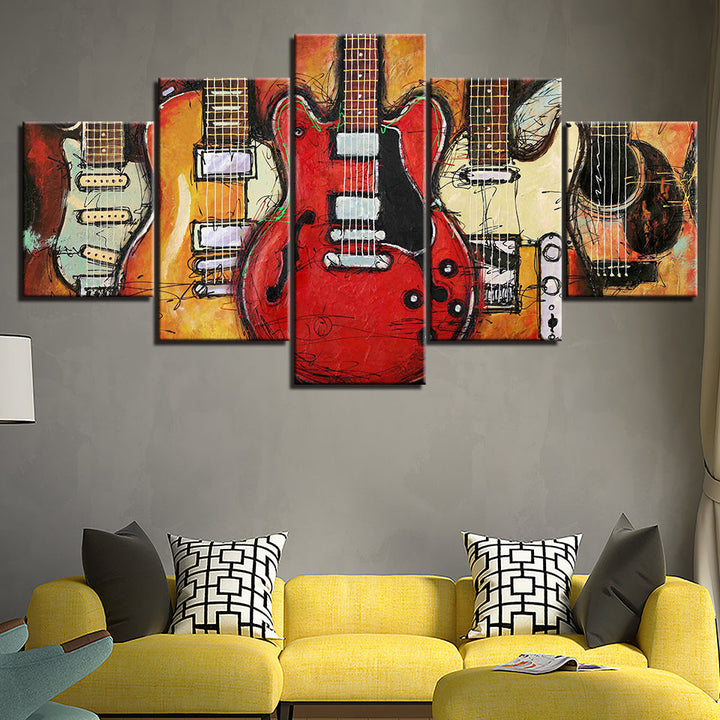 Guitars On Guitars - Canvas Wall Art Painting | Bowlift