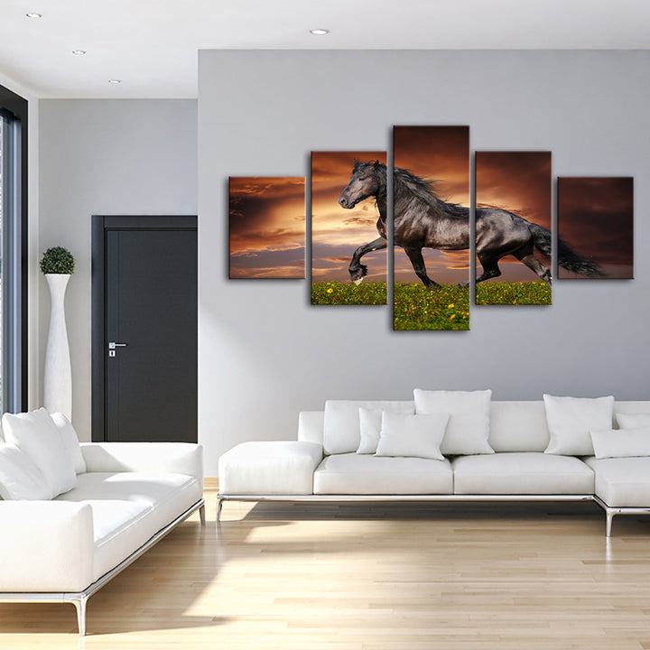 5 Piece Running Horses - Canvas Wall Art Painting | Bowlift