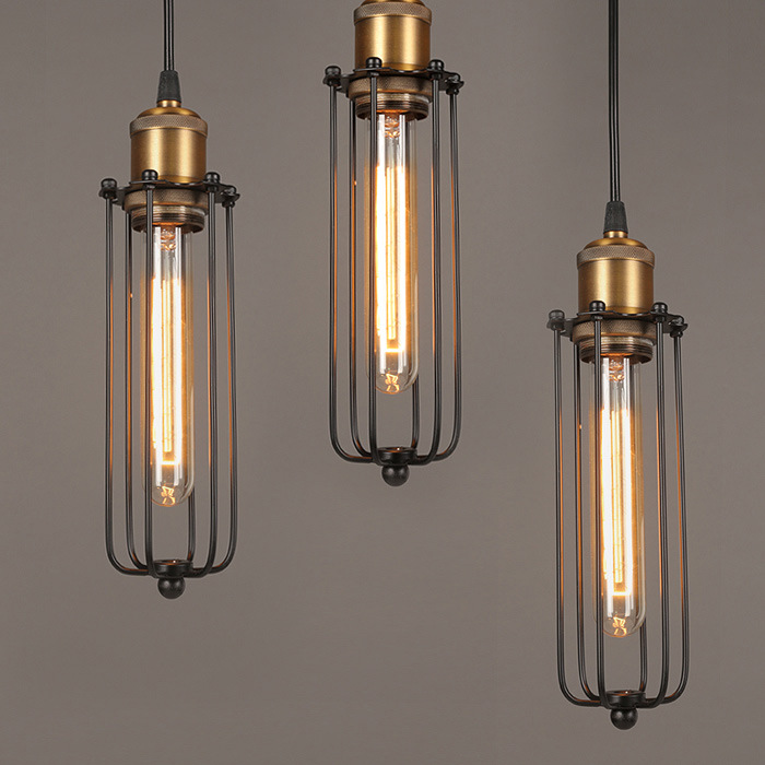BowLift | Retro Industrial Pendant Light with Metal Cage