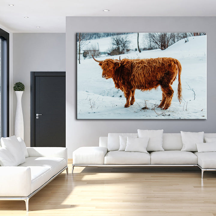 Curly Haired Cow - Canvas Wall Art Painting | Bowlift