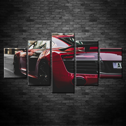 5 Pieces - Red Classic Car - Canvas Wall Art Painting | Bowlift