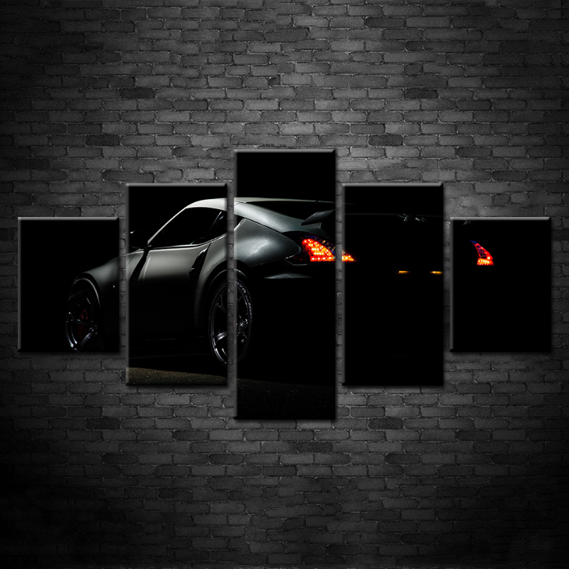 5 Piece Headlight Close Up Red Metallic Car - Canvas Wall Art Painting | Bowlift