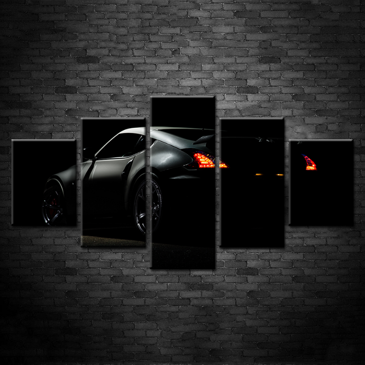 5 Piece Headlight Close Up Red Metallic Car - Canvas Wall Art Painting | Bowlift