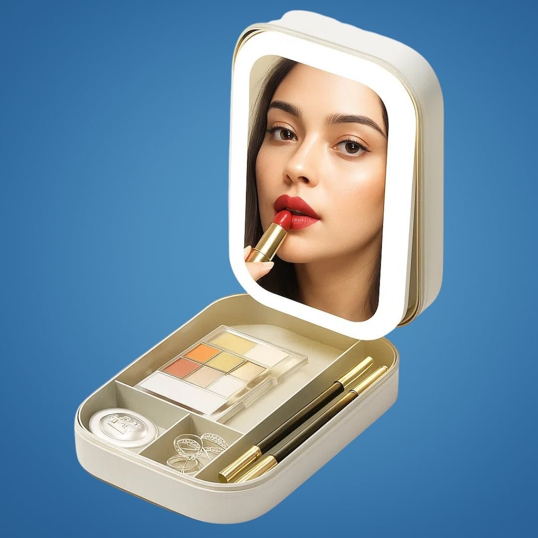 LED Light Mirror – Adjustable Angle – Organiser for Beauty Lovers – Bright Lighting for Flawless Look Bowlift