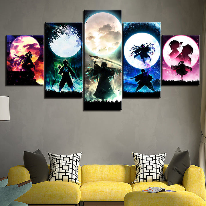 Demon Slayer - 5 Piece Canvas Wall Art Painting - Stunning Anime Inspired Design | Bowlift